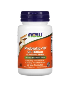 Now Probiotic-10 25 Billion Vegan Cápsulas Vegetais 50un.
