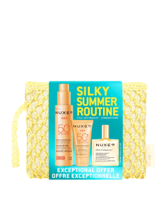Nuxe Sun Bolsa Essenciais Rotina de Verão Sedosa Sray Creme e Óleo 150ml+50ml+50ml