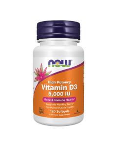 Now Vitamin D-3 5000 UI Suplemento Alimentar Saúde Óssea 120un.
