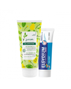 Klorane Junior Kit Gel Duche Pêra + Elgydium Junior Bubble
