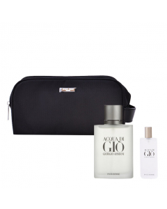 Acqua Di Gio de Giorgio Armani Coffret Perfume Masculino oferta Spray Mini + Bolsa 100+15ml