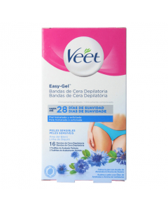 Veet Bandas de Cera Depilatórias Corpo Pele Sensível 16un.