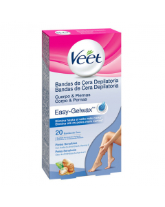 Veet Bandas de Cera Depilatórias Corpo Pele Sensível 20un.