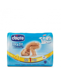 Chicco DryFit Newborn Tamanho 1 Fraldas 2-5kg 27un