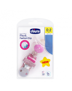 Chicco Kit Chupeta Physio Micro Silicone + Clip Rosa 0-2m