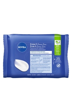 Nivea 3-em-1 Creme Care Toalhitas de Limpeza Desmaquilhantes 25un.