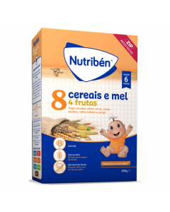 Nutribén Papa Não Láctea 8 Cereais e Mel 4 Frutas 6M 250gr