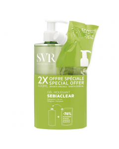 SVR Sebiaclear Pack Gel de Limpeza Purificante 400ml + Recarga 400ml